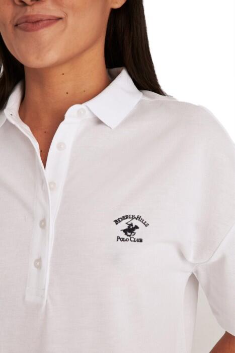 Beverly Hills Polo Club Kadın Polo Yaka T-Shirt - 22SWFPK6102501 Beyaz - 3