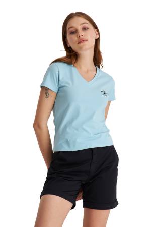 Beverly Hills Polo Club Kadın T-Shirt - 22SWE0K6202701 Açık Mavi - Thumbnail