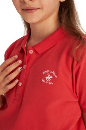 Beverly Hills Polo Club Kız Çocuk Polo Yaka T-Shirt - 22STEPK6102001 Kırmızı - Thumbnail