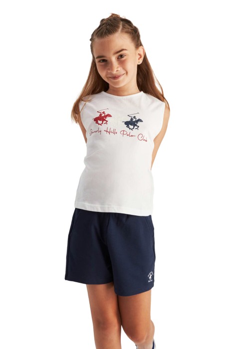 Beverly Hills Polo Club Kız Çocuk T-Shirt - 22STF0K6202001 Beyaz