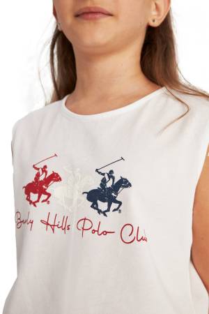 Beverly Hills Polo Club Kız Çocuk T-Shirt - 22STF0K6202001 Beyaz - Thumbnail