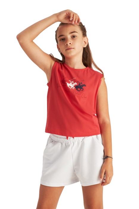 Beverly Hills Polo Club - Beverly Hills Polo Club Kız Çocuk T-Shirt - 22STF0K6202001 Kırmızı