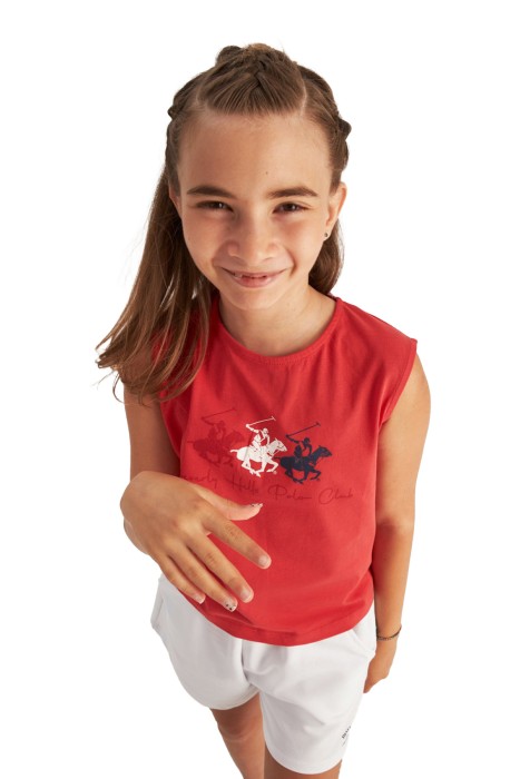 Beverly Hills Polo Club Kız Çocuk T-Shirt - 22STF0K6202001 Kırmızı