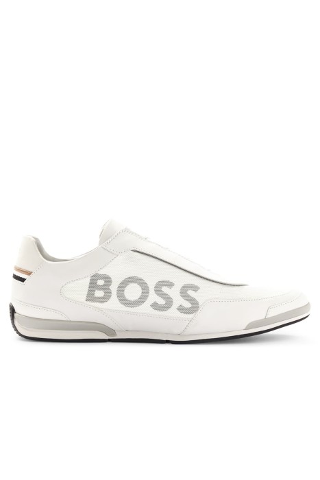 Boss - Büyük Logolu, Alçak Tabanlı Erkek Spor Ayakkabı - 50480087 Beyaz