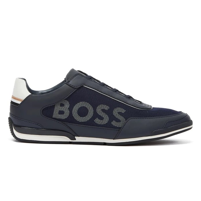Boss - Büyük Logolu, Alçak Tabanlı Erkek Spor Ayakkabı - 50480087 Lacivert