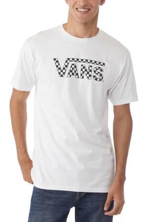 Checkered Vans Tee Erkek T-Shirt - VN0A7UCP Beyaz/Siyah - Vans