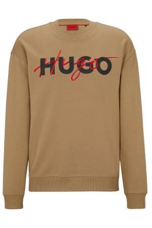 Çift Logolu, Pamuklu Erkek SweatShirt - 50494558 Bej - Thumbnail