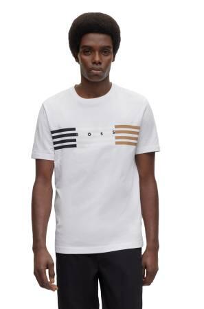 Çizgili Erkek T-Shirt - 50485669 Beyaz - Thumbnail