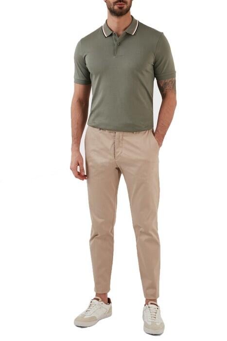 Çizgili Yakalı, Pamuklu Dar Kesim Polo T-Shirt - 50469360 Mint Yeşili