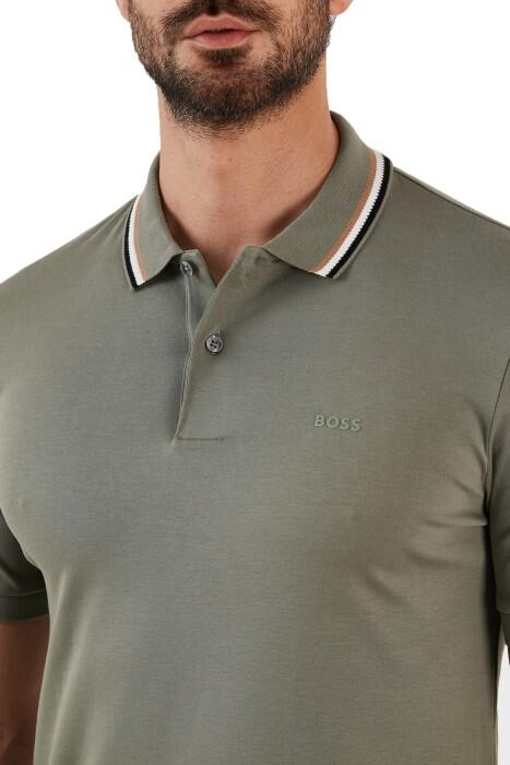 Çizgili Yakalı, Pamuklu Dar Kesim Polo T-Shirt - 50469360 Mint Yeşili