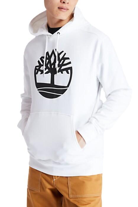 Timberland - Core Logo P/O Hood Bb Erkek SweatShirt - TB0A2BJH Beyaz/Siyah