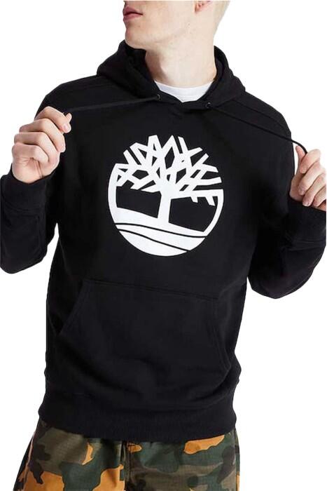 Timberland - Core Logo P/O Hood Bb Erkek SweatShirt - TB0A2BJH Siyah/Beyaz