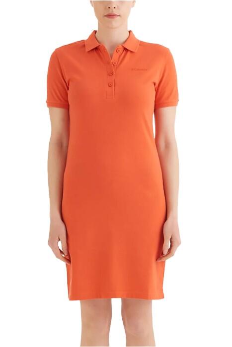 CSC Basic Polo Dress Kadın Kısa Kollu Elbise - CS0378 Turuncu - 1