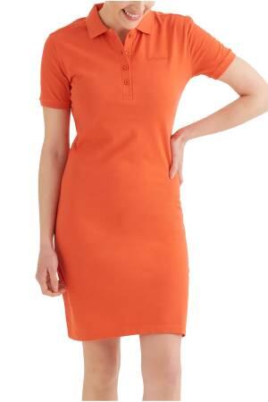 CSC Basic Polo Dress Kadın Kısa Kollu Elbise - CS0378 Turuncu - 3