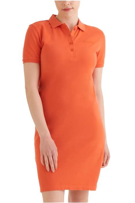 CSC Basic Polo Dress Kadın Kısa Kollu Elbise - CS0378 Turuncu - 4