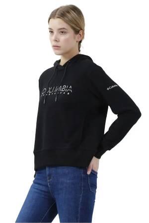 CSC Basic W Columbıa Stencil Kapüşonlu Kadın Sweatshirt - CS0300 Siyah - Thumbnail