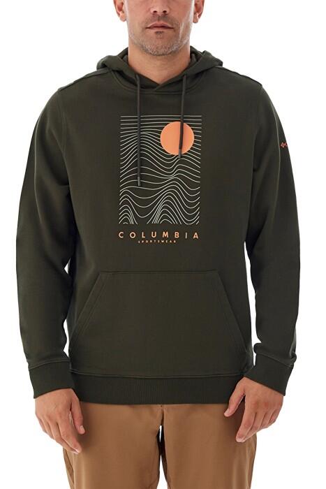 CSC Linear Drifts Erkek Kapüşonlu Sweatshirt - CS0392 Koyu Yeşil - 1
