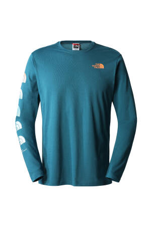 D2 Graphic L/S Tee Uzun Kollu T-Shirt - NF0A83FP Mavi - The North Face