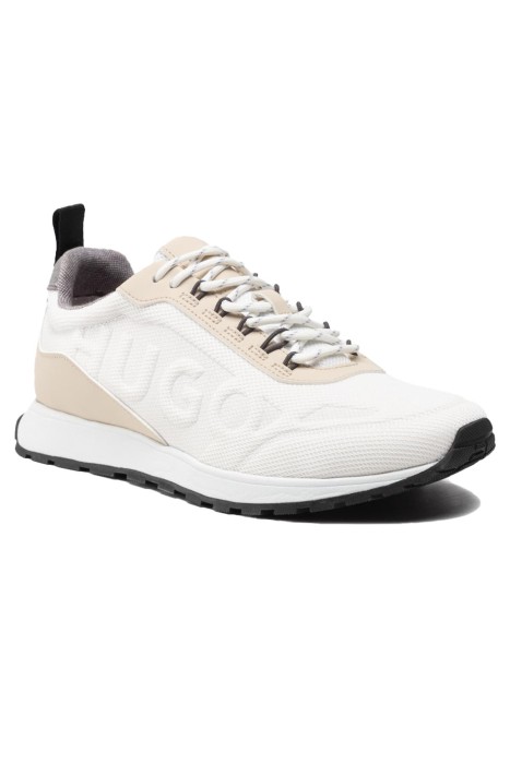 Hugo - Deri Süet Sneaker Erkek Ayakkabı - 50470382 Beyaz