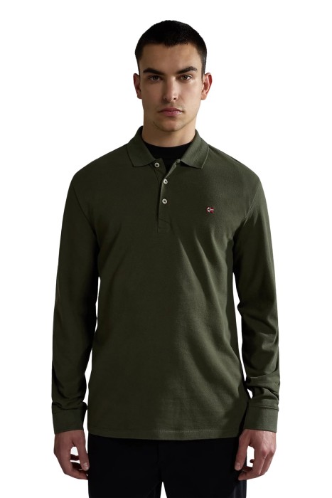 Napapijri - Ealıs Ls Erkek Polo Yaka Uzun Kollu T-Shirt - NP0A4GJY Yeşil