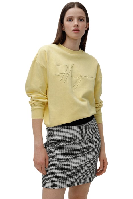 Hugo - El Yazısı Logolu Fransız Havlu Pamuklu Sweatshirt - 50467250 Sarı