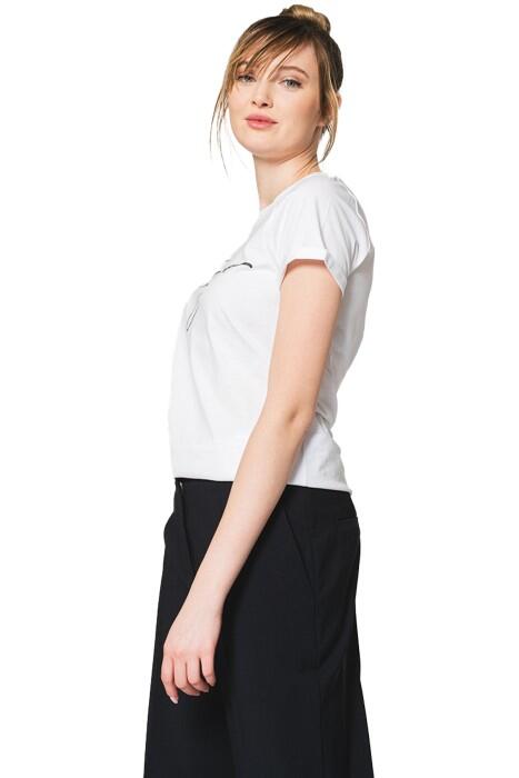 El Yazısı Logolu Organik Pamuklu Dar Kesim T-Shirt - 50467249 Beyaz - 1