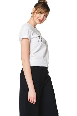 El Yazısı Logolu Organik Pamuklu Dar Kesim T-Shirt - 50467249 Beyaz - 2