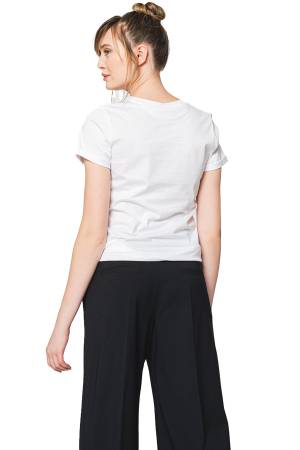 El Yazısı Logolu Organik Pamuklu Dar Kesim T-Shirt - 50467249 Beyaz - 3