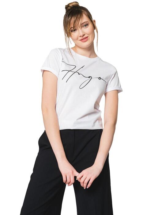 El Yazısı Logolu Organik Pamuklu Dar Kesim T-Shirt - 50467249 Beyaz - 4