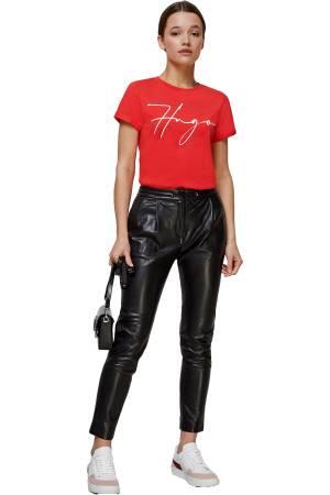 El Yazısı Logolu Organik Pamuklu Dar Kesim T-Shirt - 50467249 Kırmızı - 2