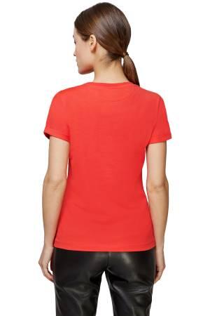 El Yazısı Logolu Organik Pamuklu Dar Kesim T-Shirt - 50467249 Kırmızı - 4