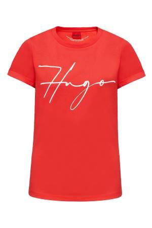 El Yazısı Logolu Organik Pamuklu Dar Kesim T-Shirt - 50467249 Kırmızı - 6