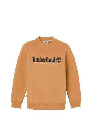 Embroidery Logo Brush Back Crew Neck Erkek SweatShirt - TB0A65DD Açık Kahverengi - Thumbnail