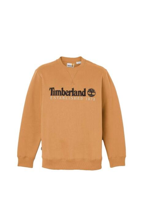 Embroidery Logo Brush Back Crew Neck Erkek SweatShirt - TB0A65DD Açık Kahverengi