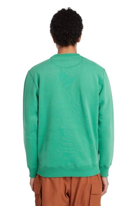 Embroidery Logo Brush Back Crew Neck Erkek SweatShirt - TB0A65DD Yeşil