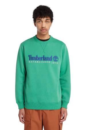 Embroidery Logo Brush Back Crew Neck Erkek SweatShirt - TB0A65DD Yeşil - Thumbnail