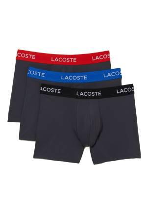 Erkek 3'lü Boxer - 5H6562 Koyu Gri / Kırmızı / Mavi / Siyah - Lacoste