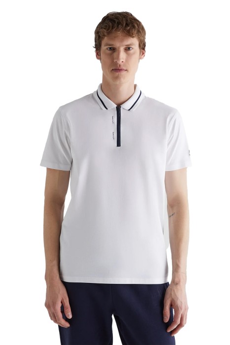 Erkek Yarım Fermuarlı Polo Yaka T-Shirt - 2423103T Beyaz