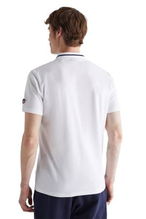 Erkek Yarım Fermuarlı Polo Yaka T-Shirt - 2423103T Beyaz - Thumbnail