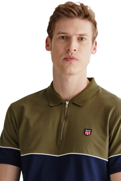 Erkek Yarım Fermuarlı Polo Yaka T-Shirt - 2423107T Lacivert