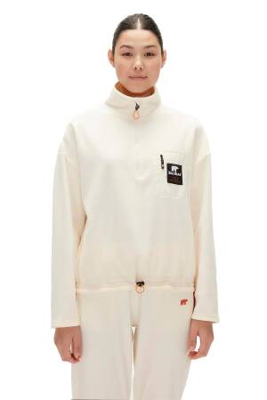 Eva Half-Zip Kadın Polar SweatShirt - 23.04.21.001 Ekru - Bad Bear