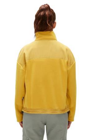 Eva Half-Zip Kadın Polar SweatShirt - 23.04.21.001 Sarı - Thumbnail