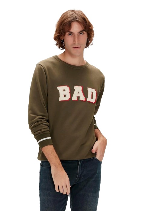 Bad Bear - Felt Crewneck Erkek SweatShirt - 23.02.12.013 Haki
