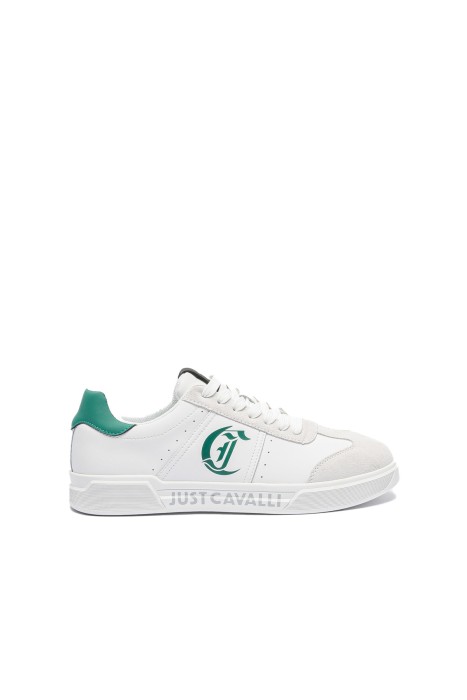 Just Cavalli - Fondo Minimal Dis. 1 Erkek Ayakkabı - 76QA3SB8 Beyaz/Yeşil