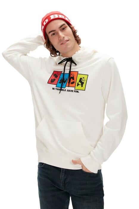 Fun Kapüşonlu Erkek SweatShirt - 23.02.12.004 Ekru