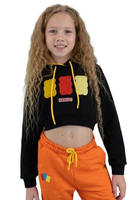 Haribo Crop Kız Çocuk SweatShirt - HRBTXT311 Siyah