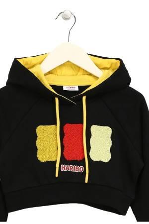 Haribo Crop Kız Çocuk SweatShirt - HRBTXT311 Siyah - Thumbnail