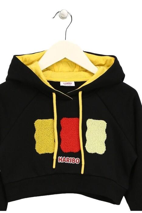 Haribo Crop Kız Çocuk SweatShirt - HRBTXT311 Siyah