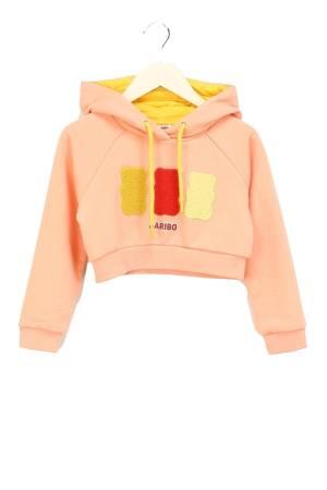 Haribo Crop Kız Çocuk SweatShirt - HRBTXT311 Somon - Thumbnail