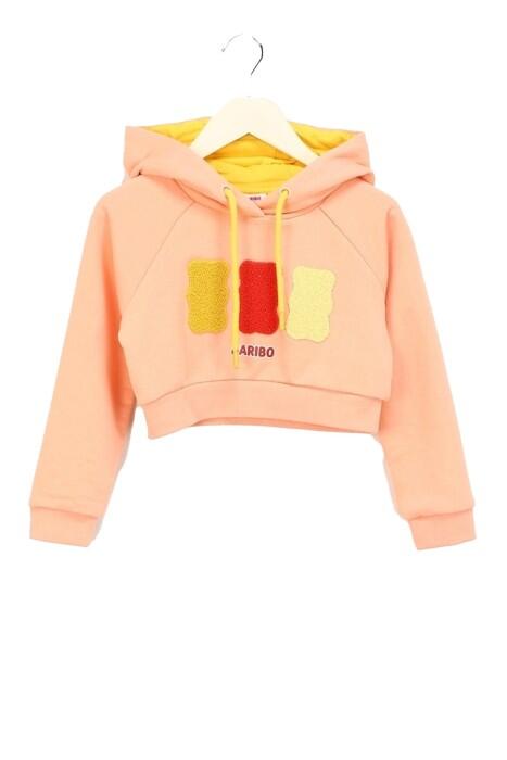 Haribo Crop Kız Çocuk SweatShirt - HRBTXT311 Somon